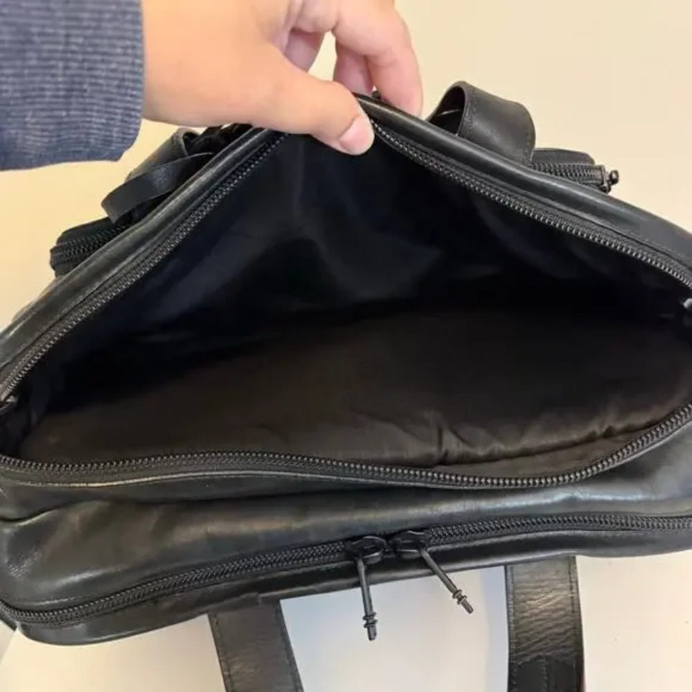 Tumi Alpha Slim Deluxe Briefcase Bag Black Leather Portfolio Messenger Business - Picture 11 of 14
